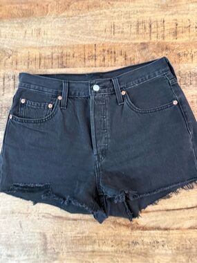 Levi’s 501 Original Fit High-Rise Women’s Jean Shorts - Lunar Black Fly  Button